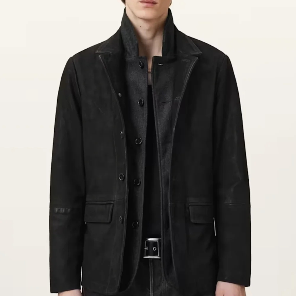 All Saints Shiro Italian Cloth Charcoal Wool Jacket
